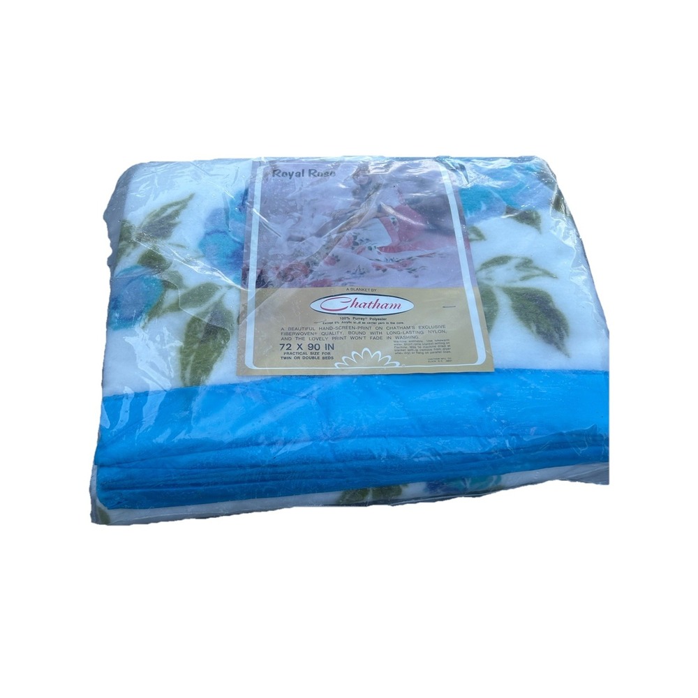 True Vintage 70s Twin Blanket By Chatham Royal Rose New In Package Deadstock